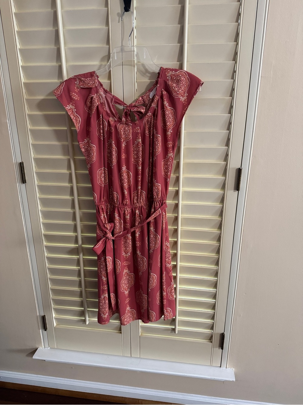 LC Lauren Conrad Rose Paisley Tie-Waist Mini Dress